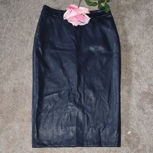 Zara Faux Leather Skirt | Navy Blue | Medium